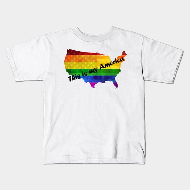 This Is My America LGBTQ Pride Rainbow Flag Kids T-Shirt by ckandrus